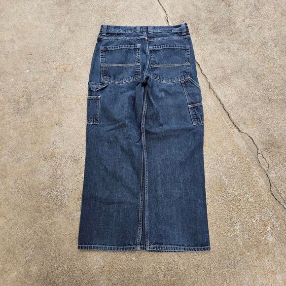 Vtg Y2k ARIZONA JEAN CO Metallic Dark Wash Carpenter Jeans Tagged 33 x 30 - Picture 3 of 7